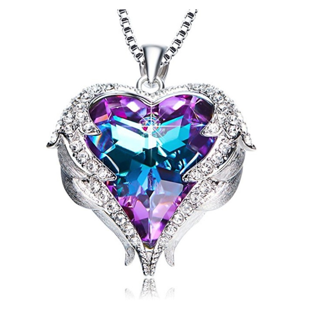 Swarovski Crystal Heart Pendant Necklace--Purple - Picture 1 of 7